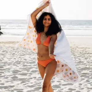 Digital printed beach towel with tassel