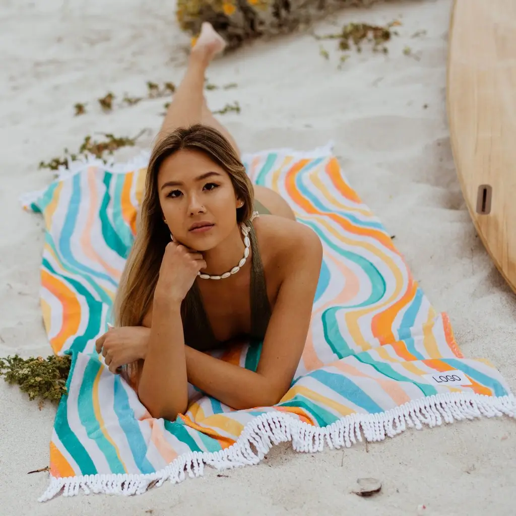 Sand free beach towel with tassel 75x150cm