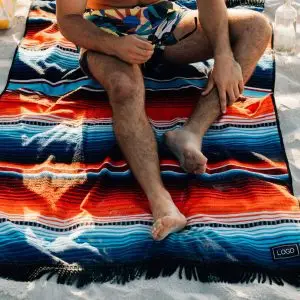 custom logo beach towel with tassel